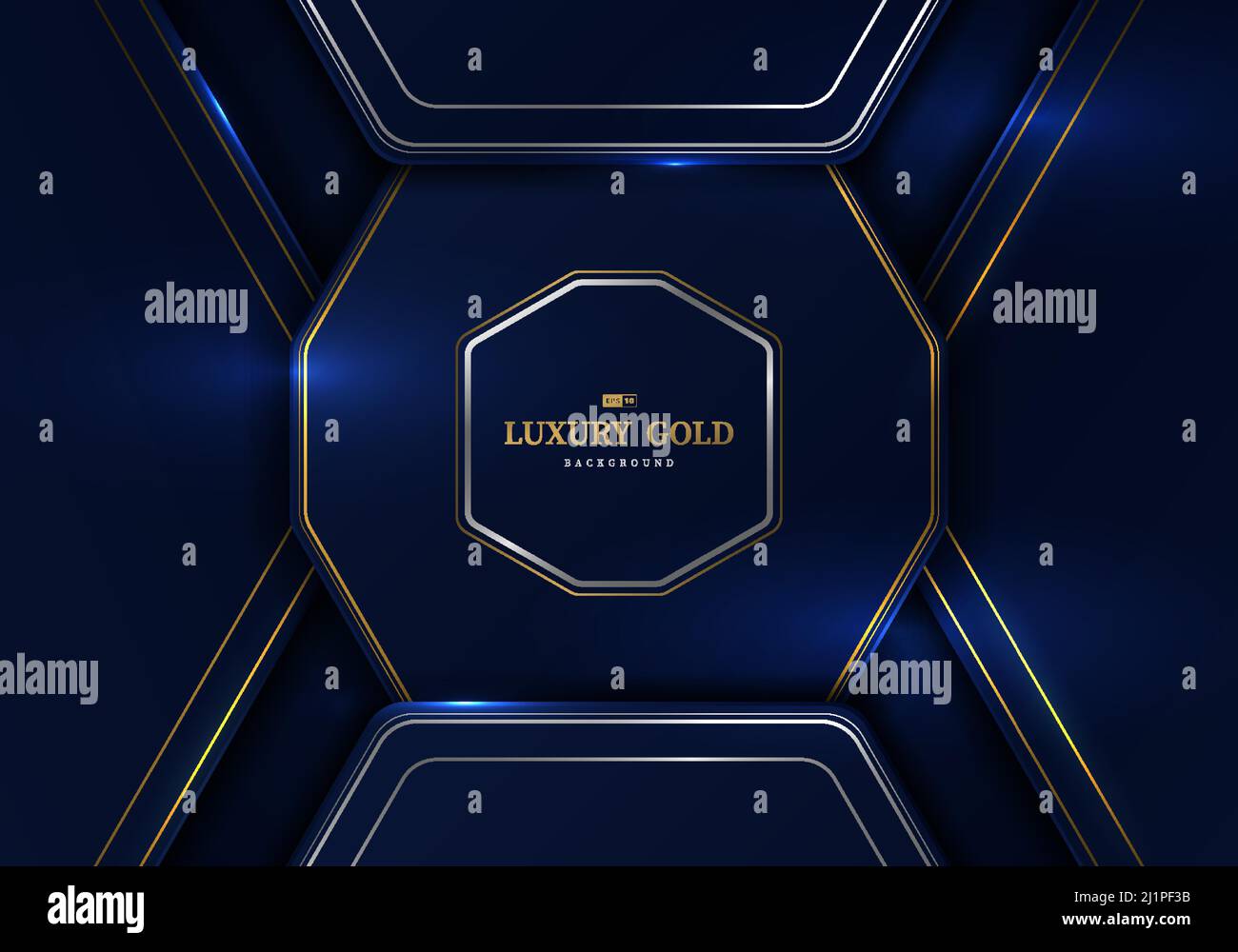 Design astratto di lusso blu e oro a forma di modello geometrico. Oggetto ben organizzato per l'utilizzo. Vettore di illustrazione Illustrazione Vettoriale