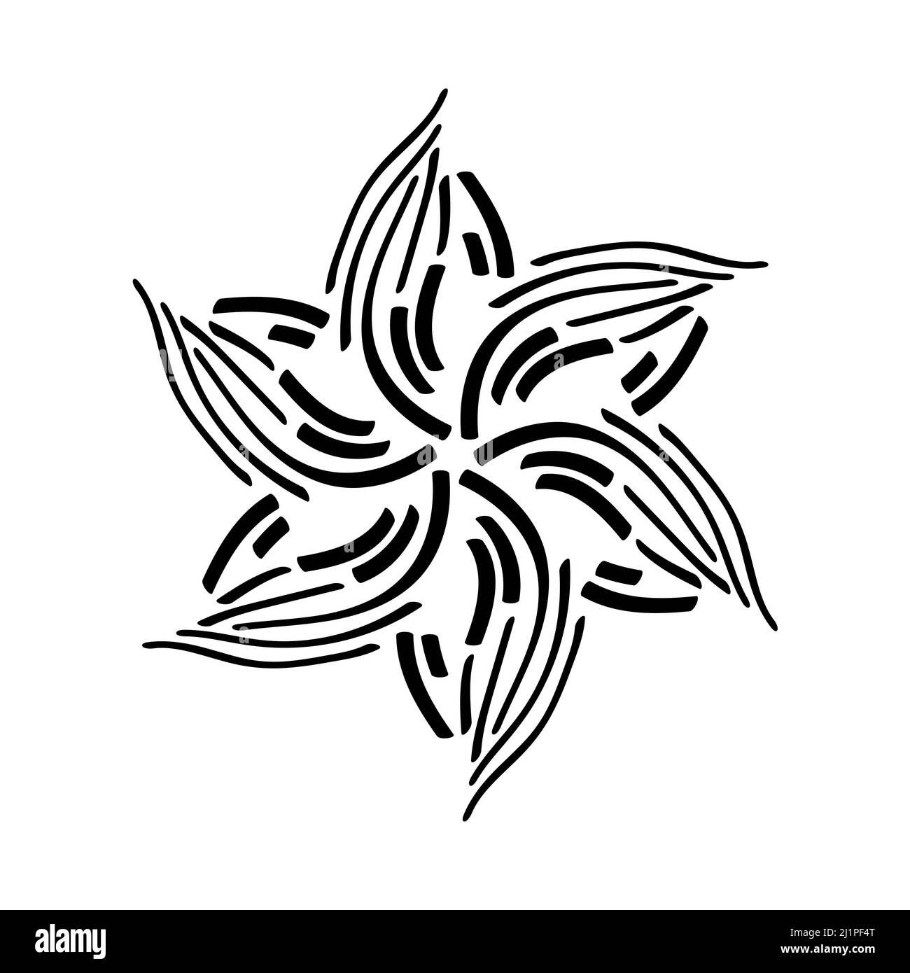 Disegno floreale rotondo astratto. Lacy mandala elemento decorativo. Sfondo disegnato a mano per tessuti, tessuti, adesivi, carte, cancelleria, stampa Foto Stock