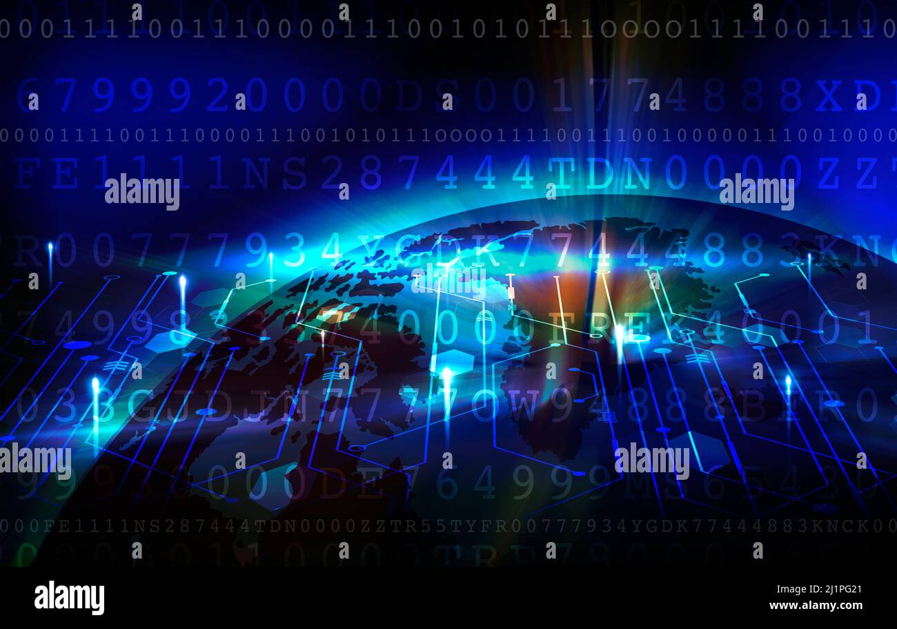 Immagine generata in digitale della visualizzazione dei dati globali. Foto Stock