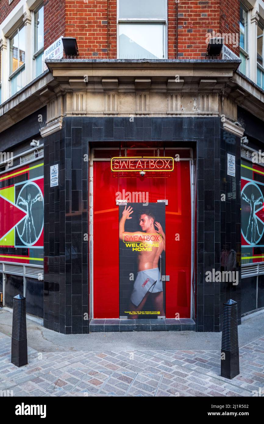 Soho SweatBox su Ramilles Street Central London - titoli di per sé di Londra gay più trafficato della palestra e della sauna. Foto Stock