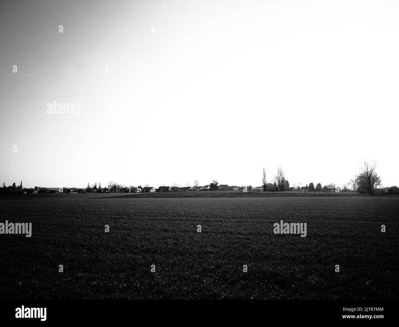 Paesaggio rurale paesaggio in bianco e nero Foto Stock