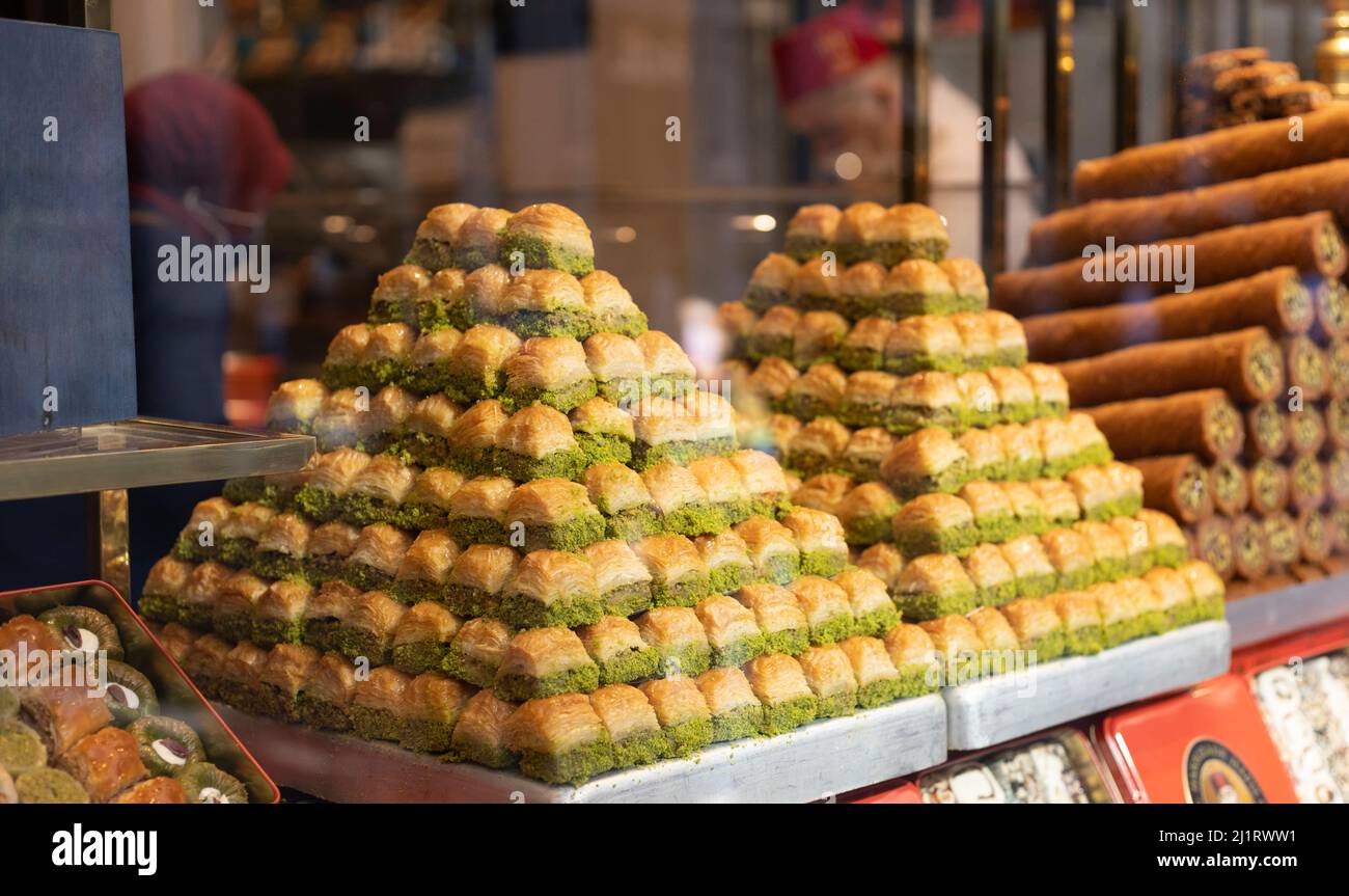 Baklava dalla regione di Gaziantep. Dolce sapore locale. Primo piano. Foto Stock