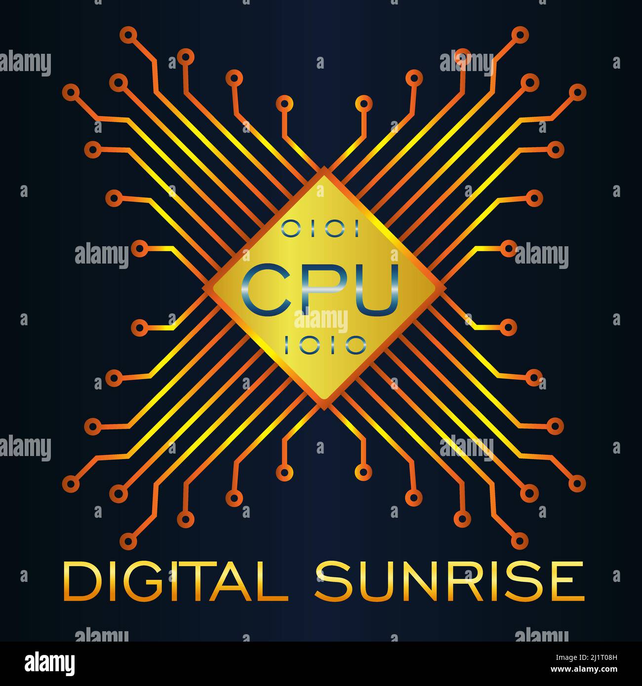 logo astratto cpu microchip su sfondo scuro digitale dawn 1 Illustrazione Vettoriale