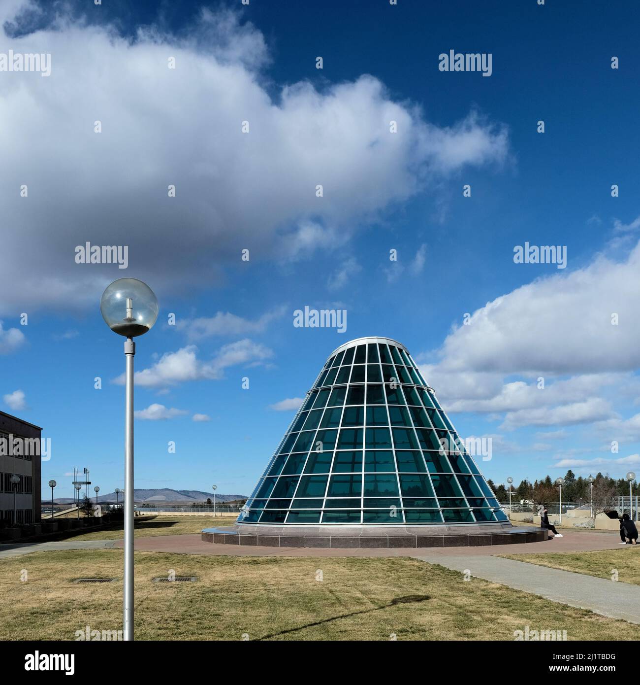 L'atrio della biblioteca Terrell e la cupola del cielo, il cielo alla Washington state University di Pullman, Washington, USA; biblioteche universitarie. Foto Stock