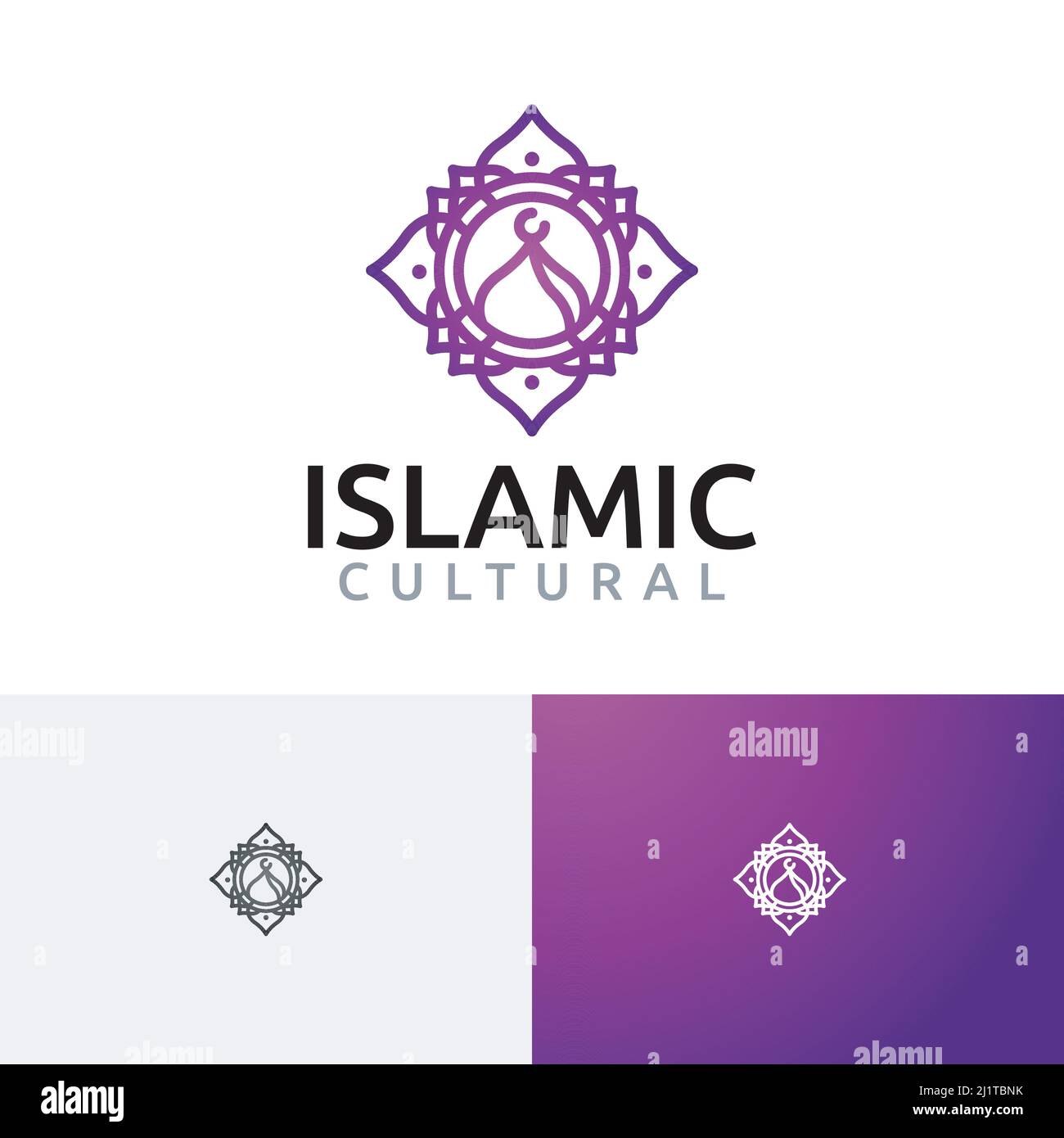 Cupola Mosaico Arte Cultura Islamica evento Ramadan Logo comunità musulmana Illustrazione Vettoriale