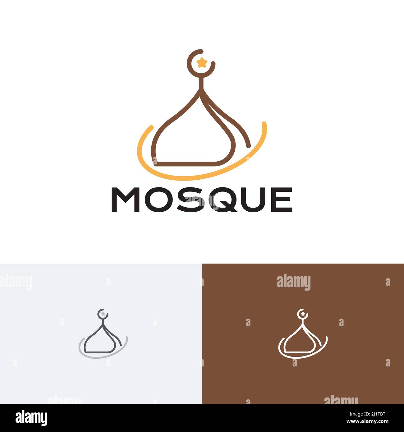Moschea Dome Islamic Center Study Islam musulmano linea stile logo Illustrazione Vettoriale