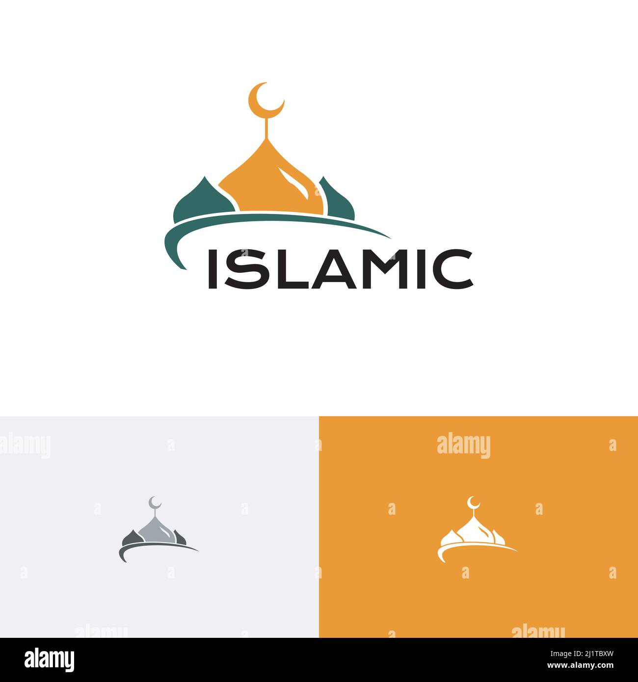 Moschea Dome Islamic Center Prayer Study Islam Musulmani Community Logo Illustrazione Vettoriale