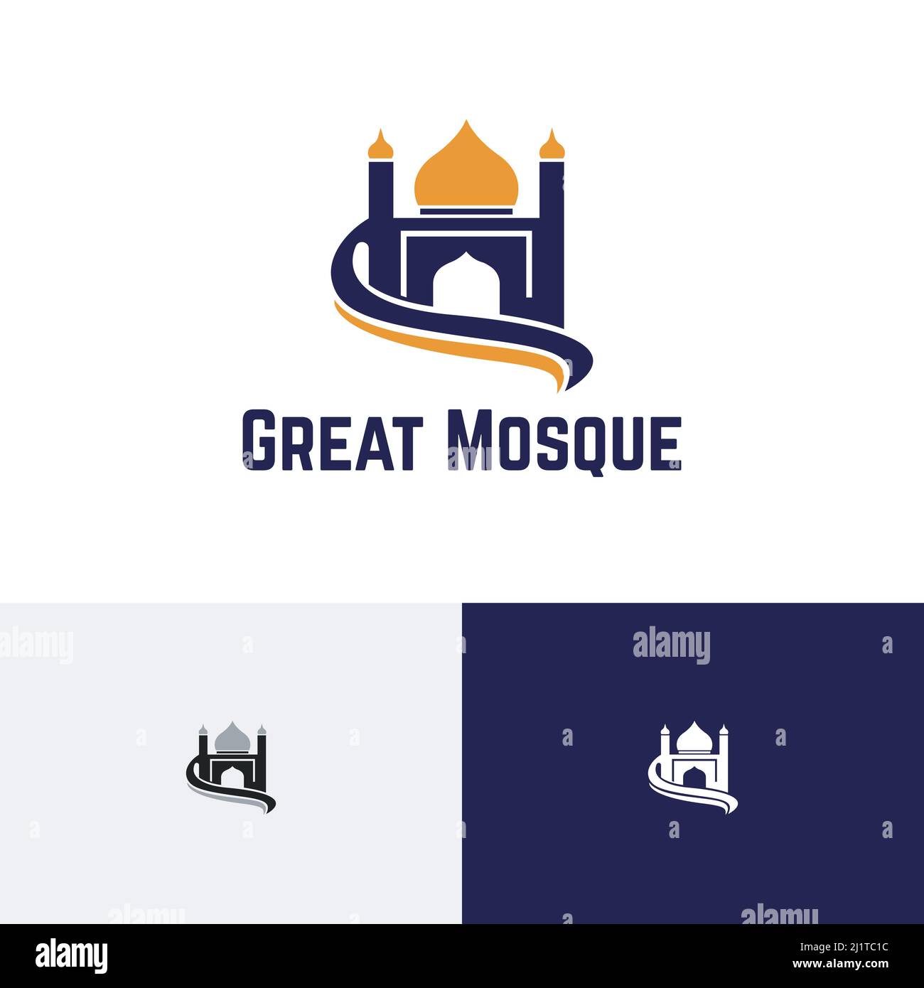 Grande moschea Islamic Center Prayer Study Islam Muslim Community Logo Illustrazione Vettoriale