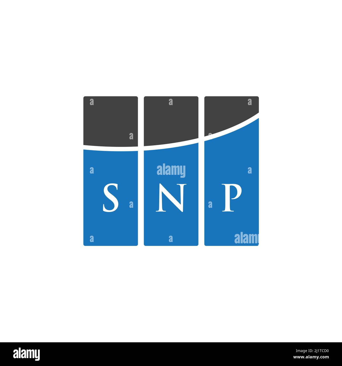 Logo SNP lettera su sfondo bianco. SNP sigla creative lettera logo concetto. Disegno lettera SNP. Foto Stock