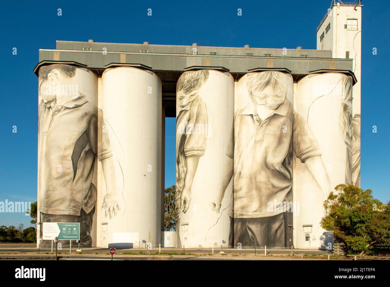 Bambini Silo Art, Coonalpyn, South Australia, Australia Foto Stock