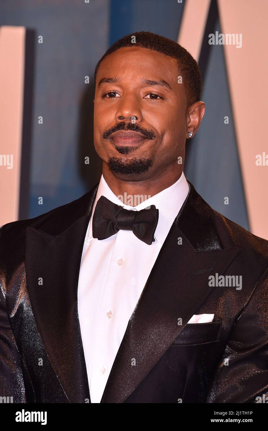 Beverly Hills, CA. 27th Mar 2022. Michael B. Jordan al Vanity Fair Oscar Party del 2022 presso il Walis Annenberg Center for the Performing Arts, il 27 marzo 2022. Credit: Jeffrey Mayer/JTM Photos/Media Punch/Alamy Live News Foto Stock