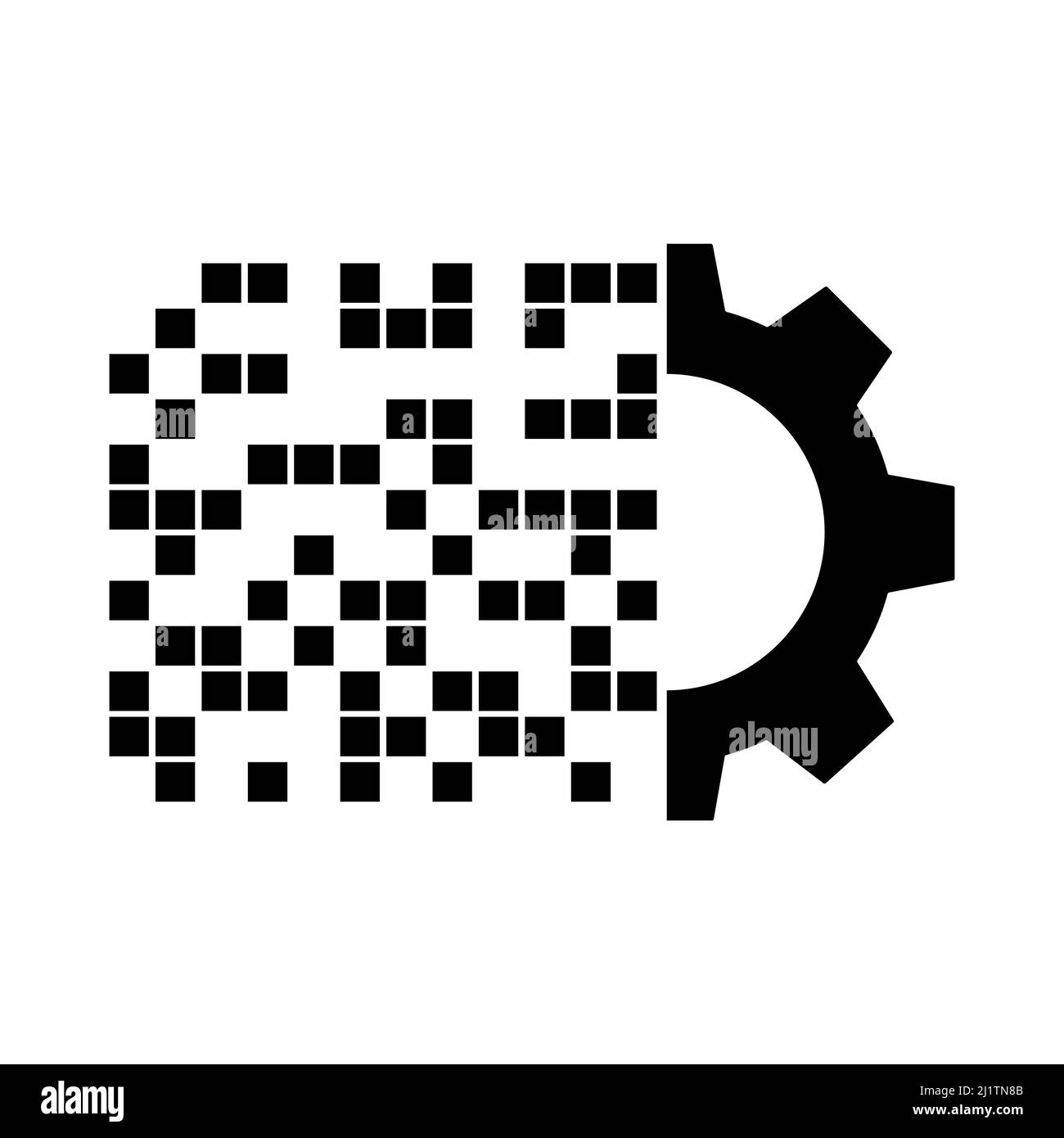 Icona del vettore di trasformazione digitale, simbolo dell'ingranaggio. Design semplice e piatto per applicazioni Web o mobili Illustrazione Vettoriale