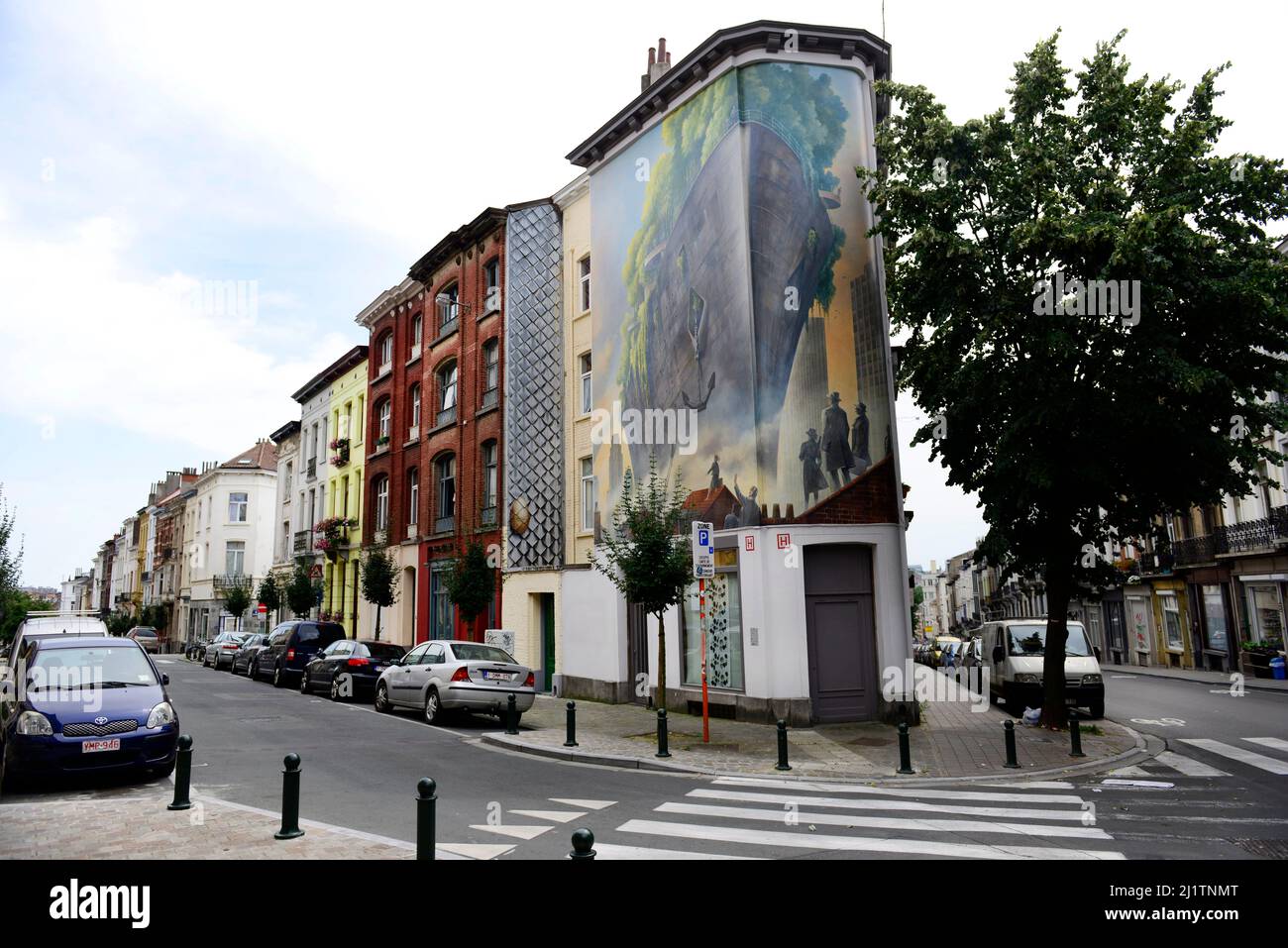 Arte di strada a Bruxelles Belgio. Foto Stock