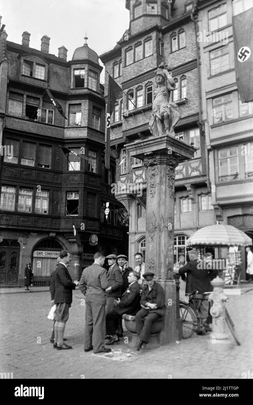 Altstadt von Frankfurt am Main, späte 1930er Jahre. Città vecchia di Francoforte sul meno, fine 1930s. Foto Stock