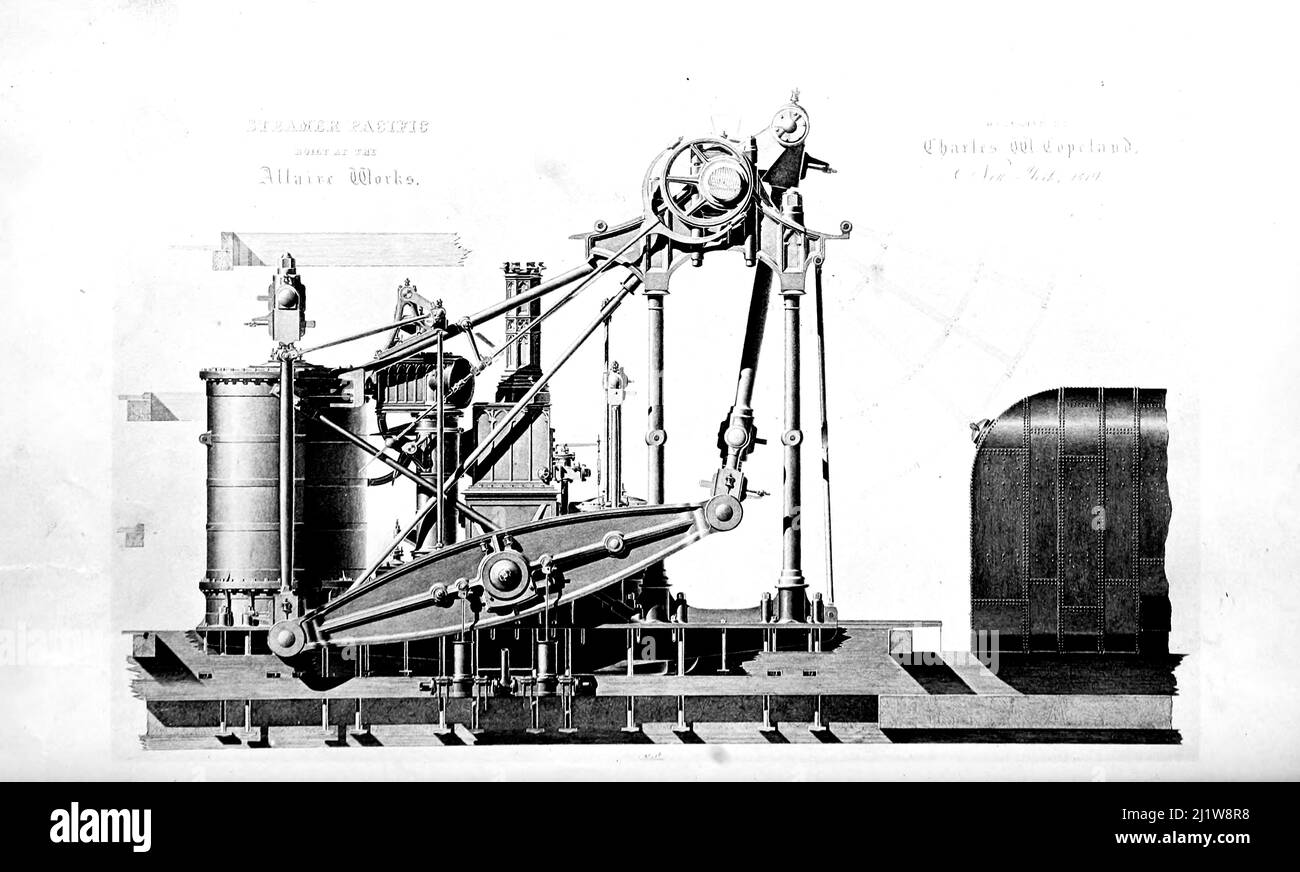Marine Steam Engine dal dizionario di Appleton di macchine, meccanici, motori e ingegneria : illustrato con quattromila incisioni sul legno ; in due volumi di D. Appleton and Company Published New York : D. Appleton and Co 1873 Foto Stock