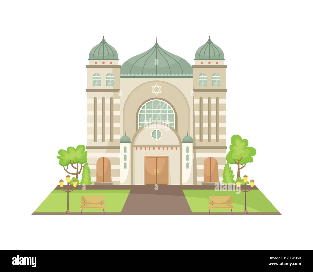 Illustrazione vettoriale di una sinagoga. Edificio architettonico religioso. Illustrazione Vettoriale