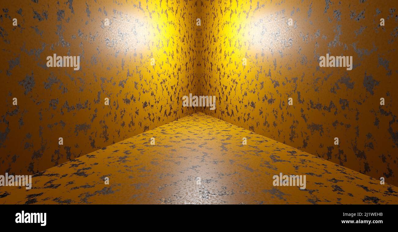 Fantascienza futuristica Underground Hangar Tunnel Garage sfondo realistico Showroom marrone scuro o Oro Abstract sfondo per prodotto Backgroun Foto Stock