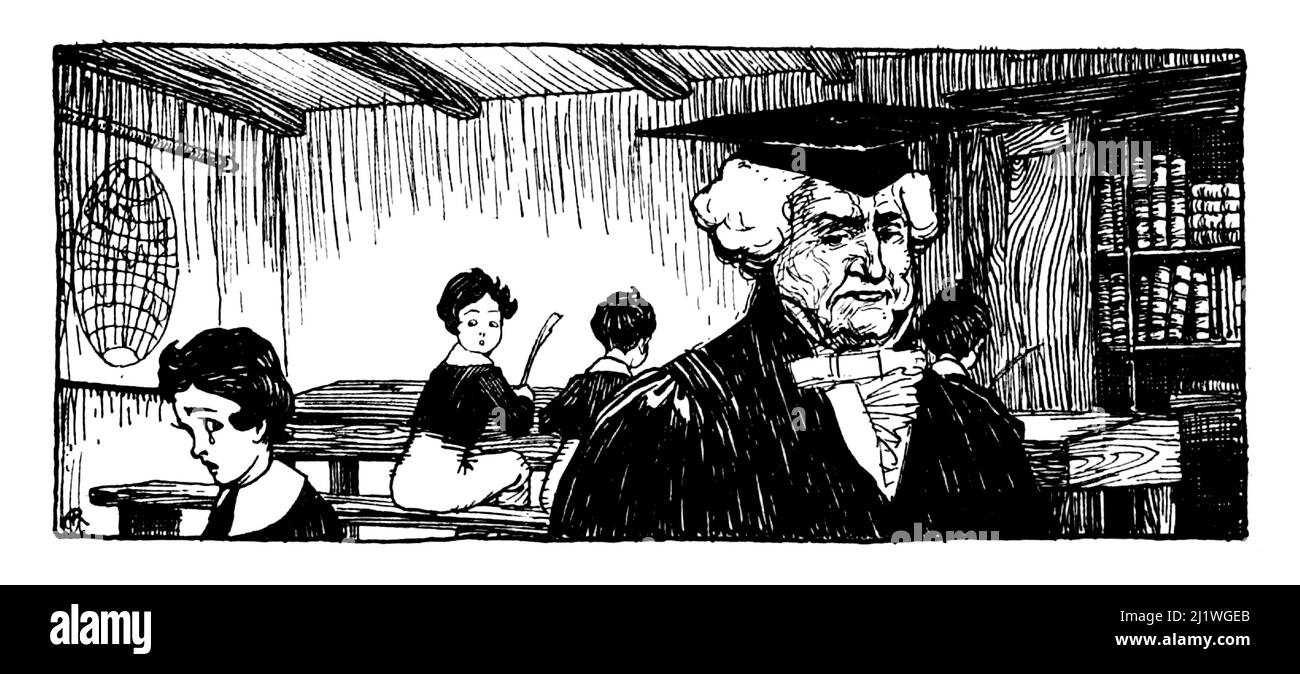 Nella Cook Class Room dal libro ' The Ingoldsby Legends; OR, Mirth & Marvels ' di Thomas Ingoldsby, illustrato da Arthur Rackham, Data di pubblicazione 1907 Editore Londra, Dent; New York, Dutton. Le Ingoldsby Legends (titolo completo: The Ingoldsby Legends, o Mirth e Marvels) sono una raccolta di miti, leggende, storie di fantasmi e poesie scritte presumibilmente da Thomas Ingoldsby di Tappington Manor, in realtà un pseudonimo di un clergyman inglese di nome Richard Harris Barham. Foto Stock