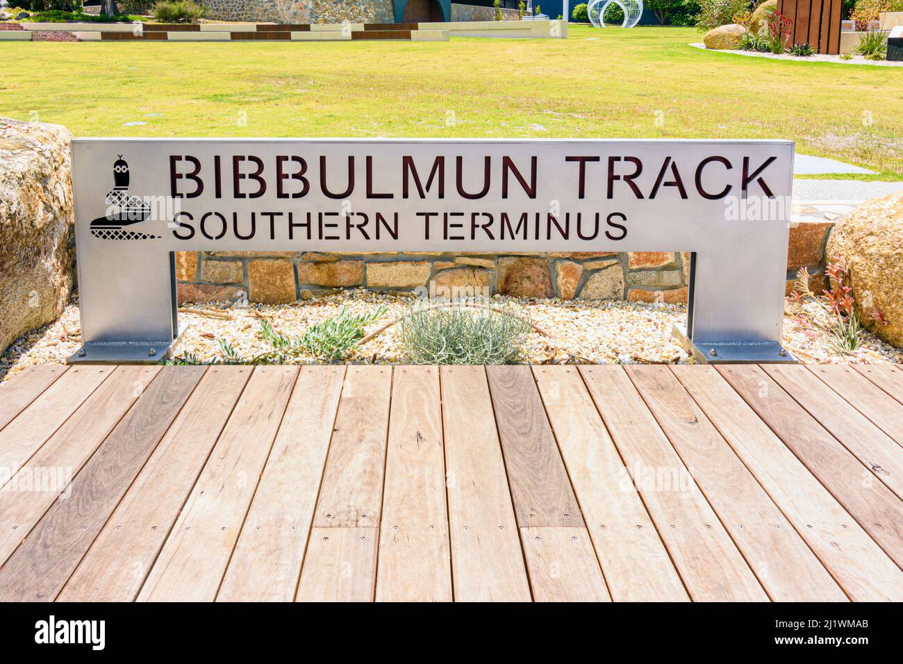 Il capolinea meridionale della pista di Bibbulmun, Albany, Australia Occidentale Foto Stock