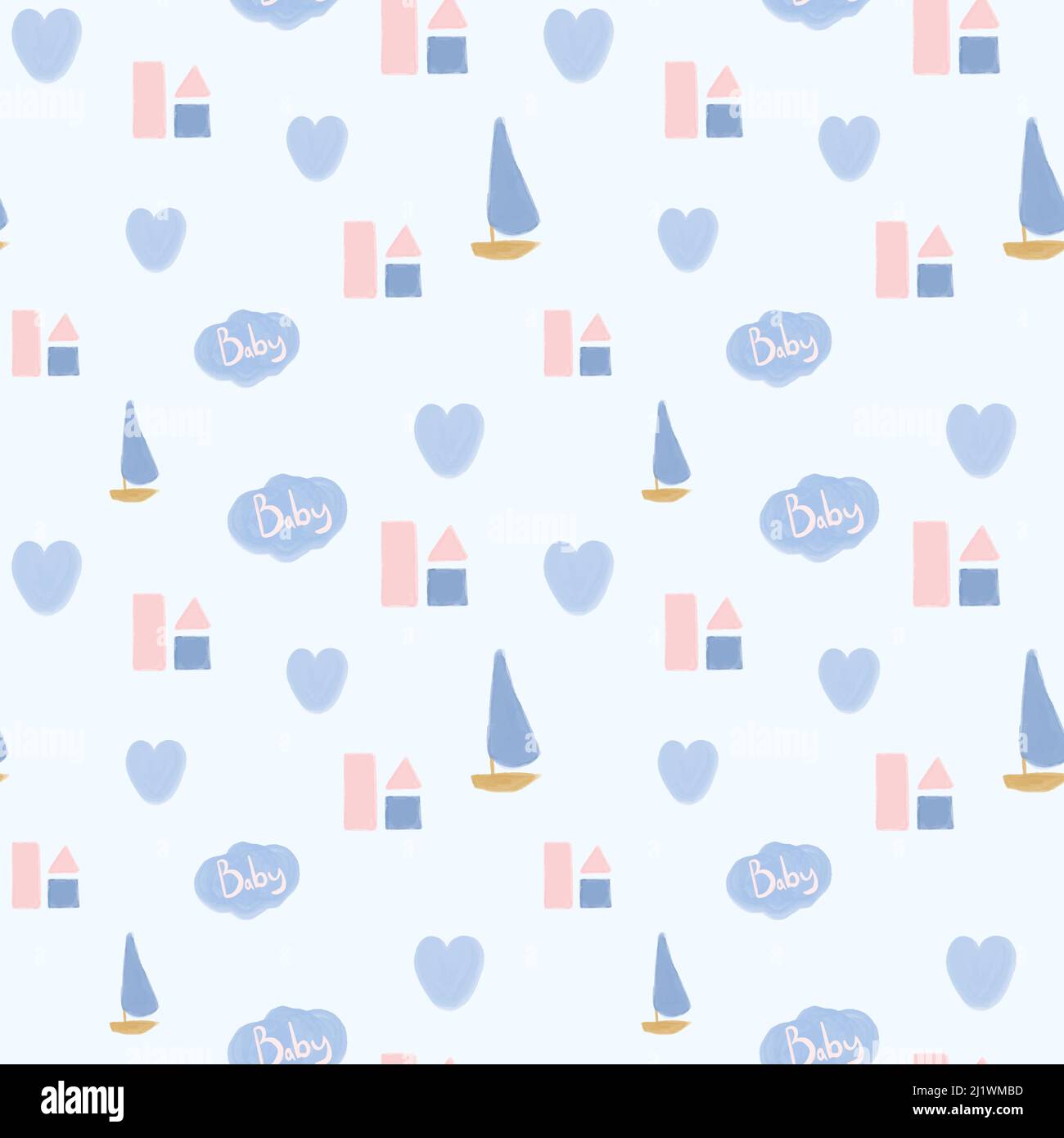 Motivo senza giunture di Vector Children dipinto in acquerello in stile boho. Illustrazione Vettoriale