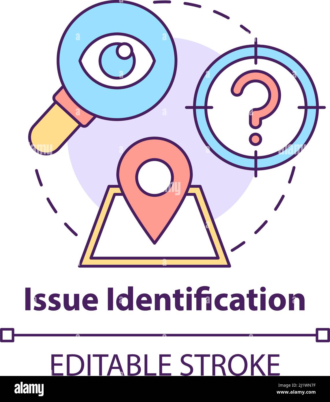 Icona del concetto di identificazione del problema Illustrazione Vettoriale