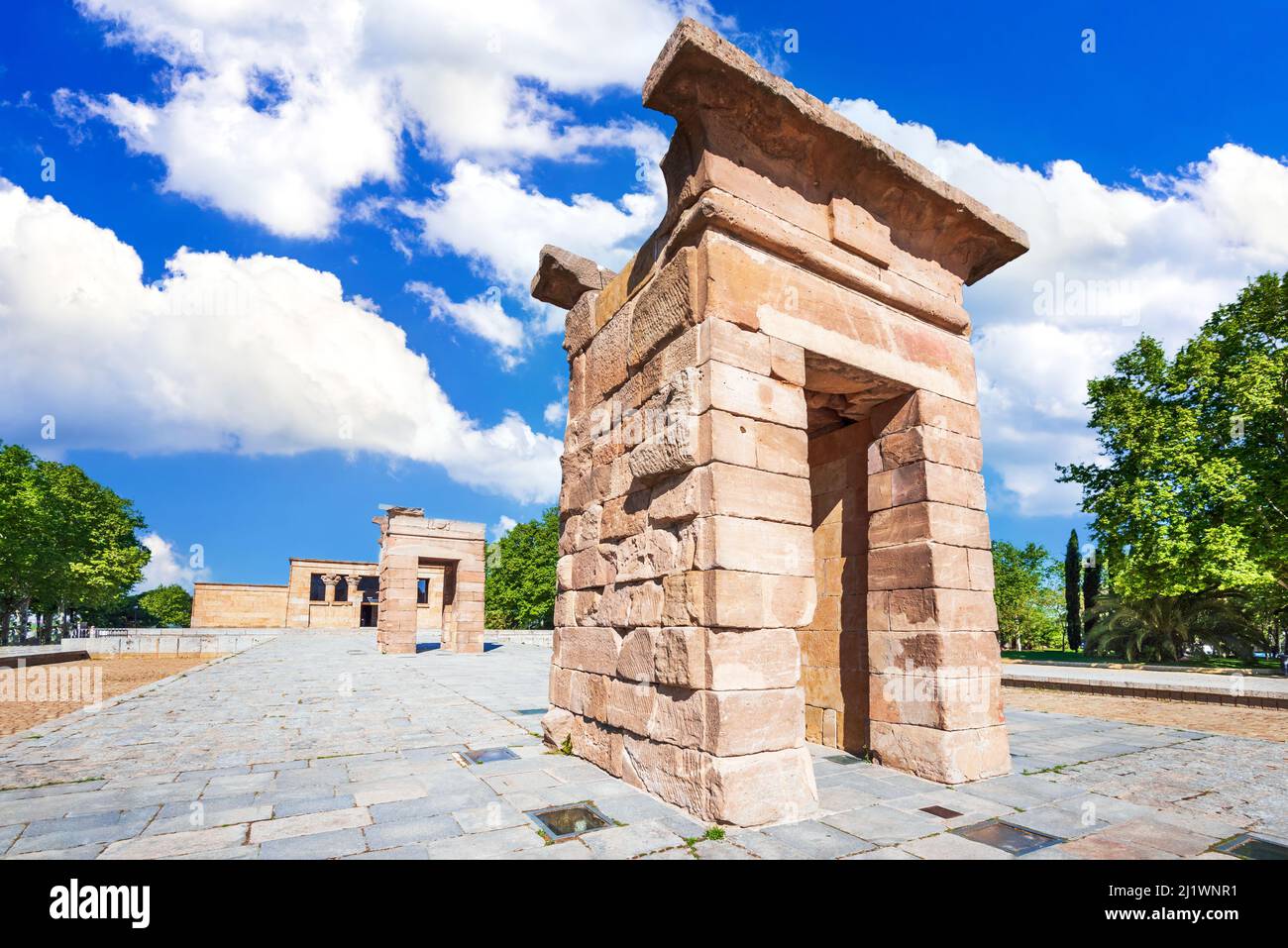 Madrid, Spagna. Templo de Debod dell'antico Egitto, dedicato alla dea Iside, a Filae. Foto Stock