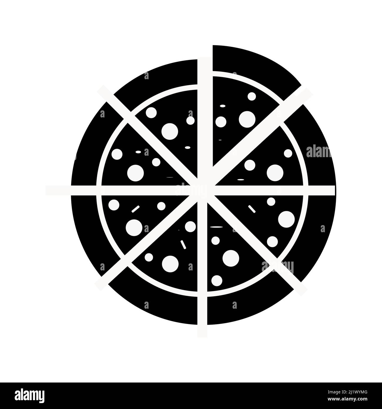 Immagine vettoriale nera dell'icona della fetta di pizza Illustrazione Vettoriale