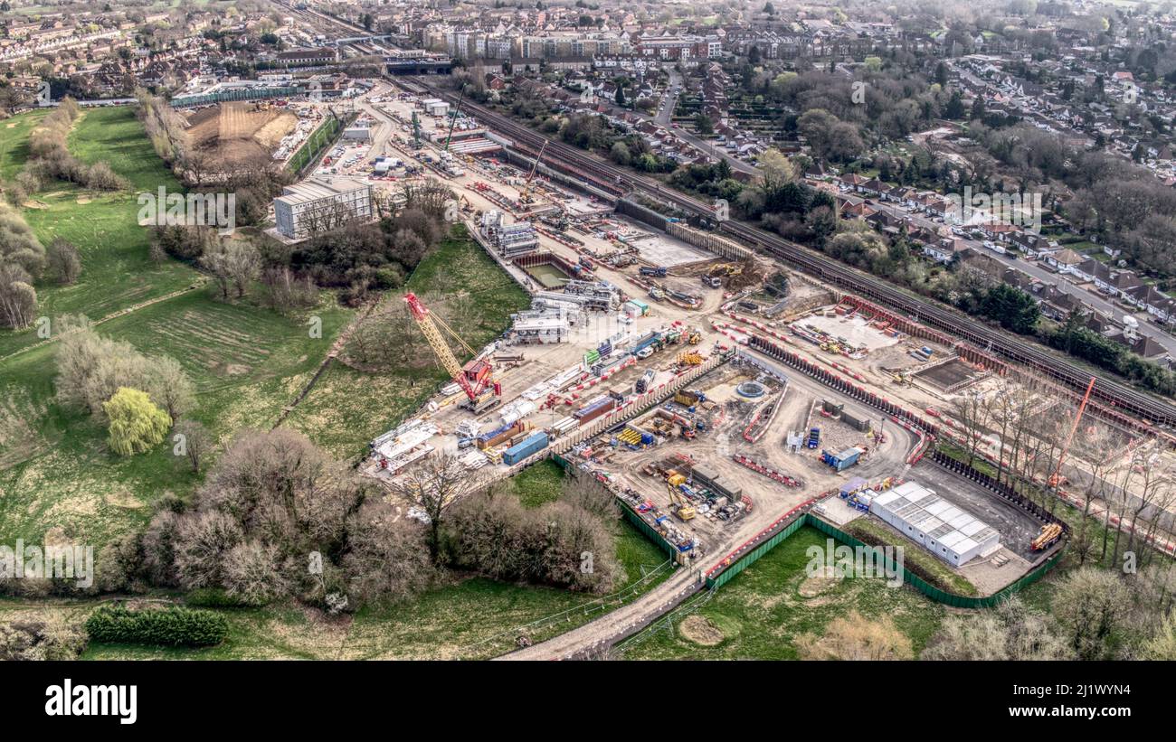 HS2 cantiere presso West Ruislip Aerial Photography Foto Stock