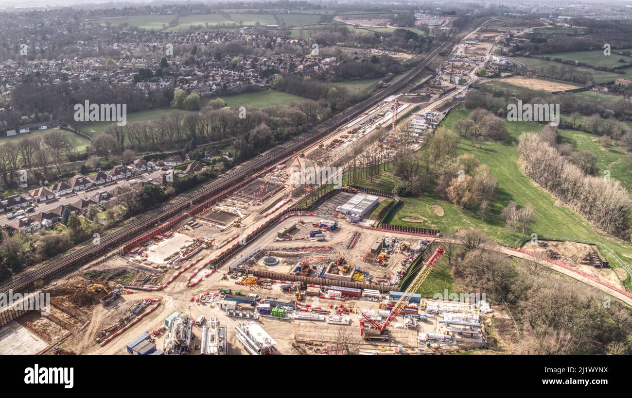 HS2 cantiere presso West Ruislip Aerial Photography Foto Stock