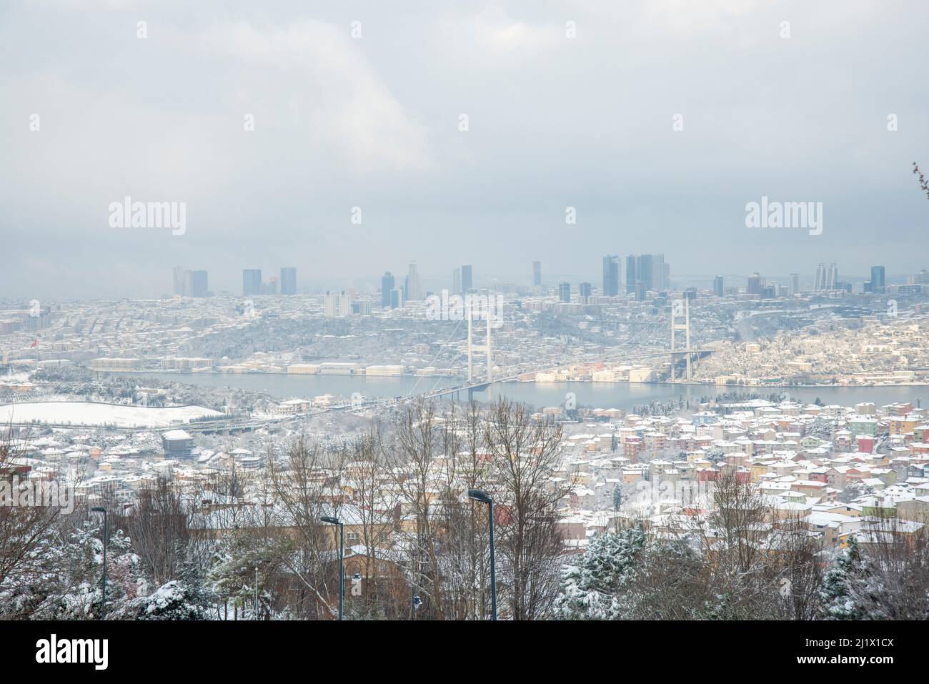 La collina di Camlica è il punto di vista migliore di Istanbul, poiché da qui si vede quasi tutto lo stretto del Bosforo, così come tutta la città. Foto Stock