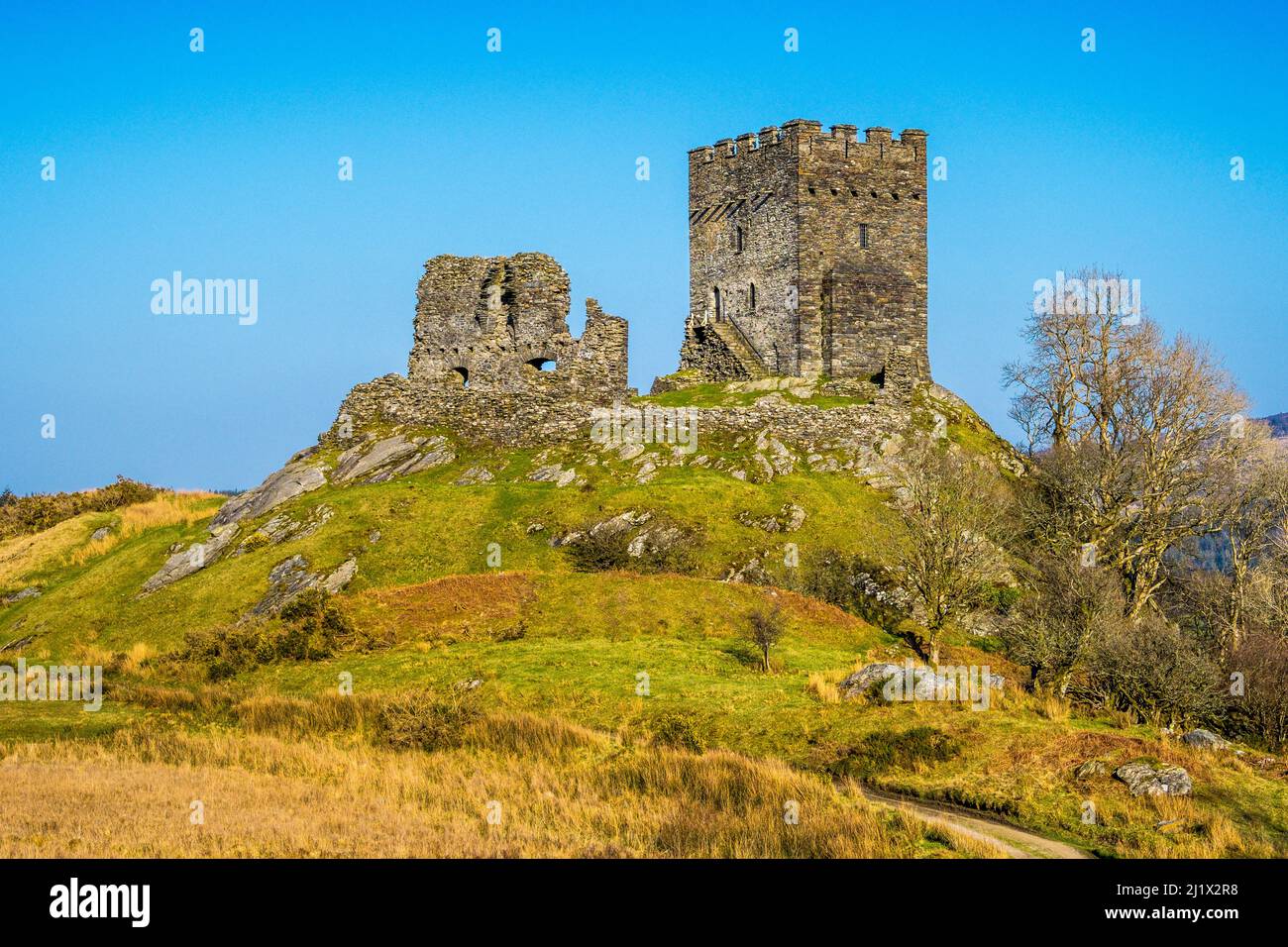 Il castello di Dolwyddelan in Snowdonia, il Galles del Nord Foto Stock