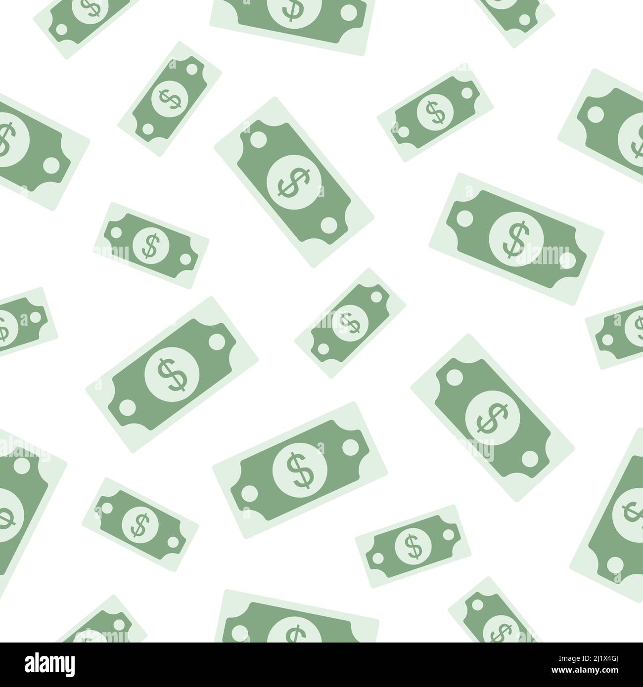 Modello di denaro cartaceo senza giunture con valuta in dollari volante. Illustrazione Vettoriale