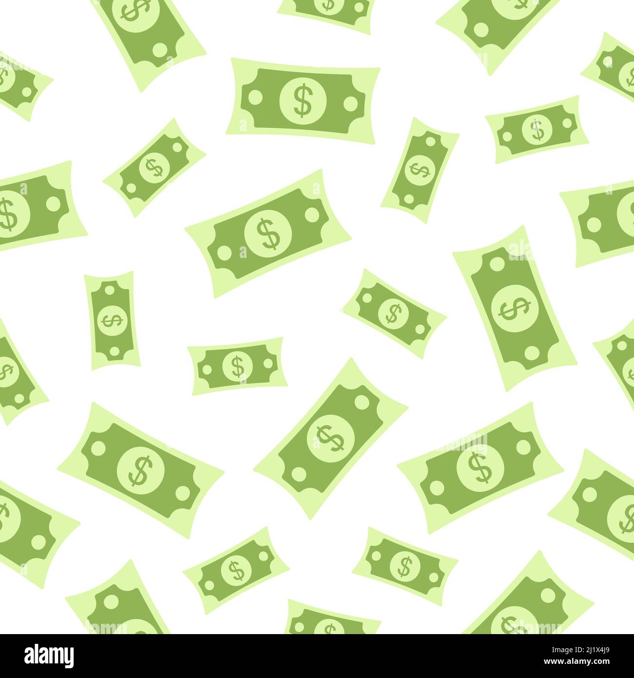 Modello di denaro cartaceo senza giunture con valuta in dollari volante. Illustrazione Vettoriale
