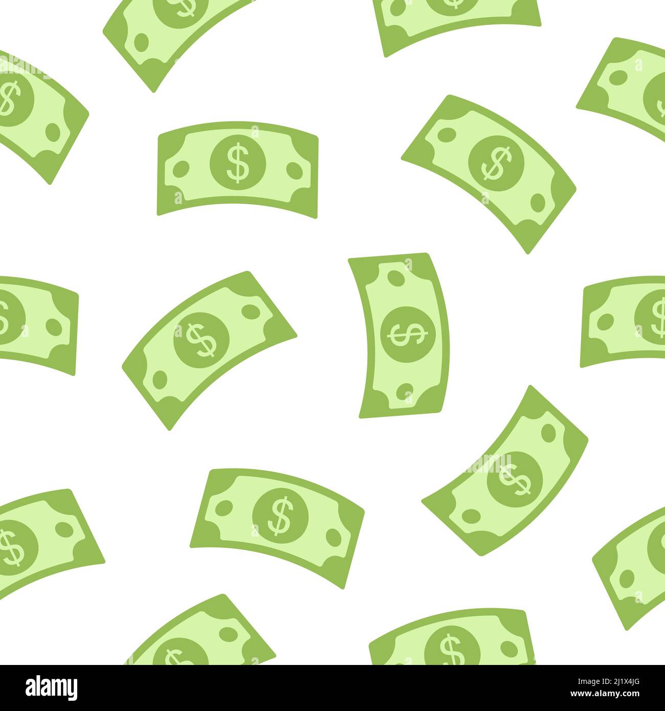 Modello di denaro cartaceo senza giunture con valuta in dollari volante. Illustrazione Vettoriale