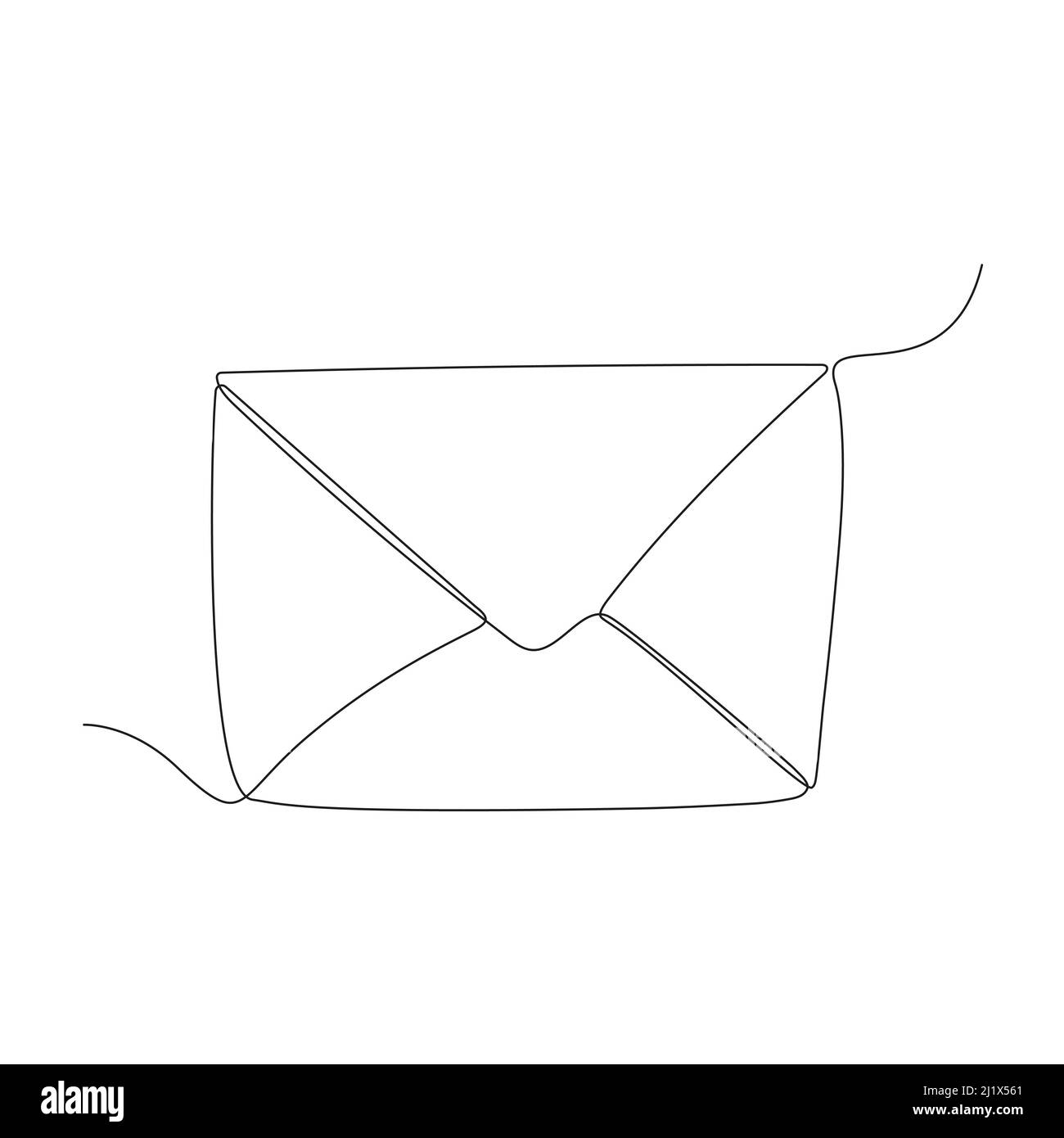 E-mail busta icona disegnata a mano. Messaggio segno di disegno a linea continua. Illustrazione Vettoriale