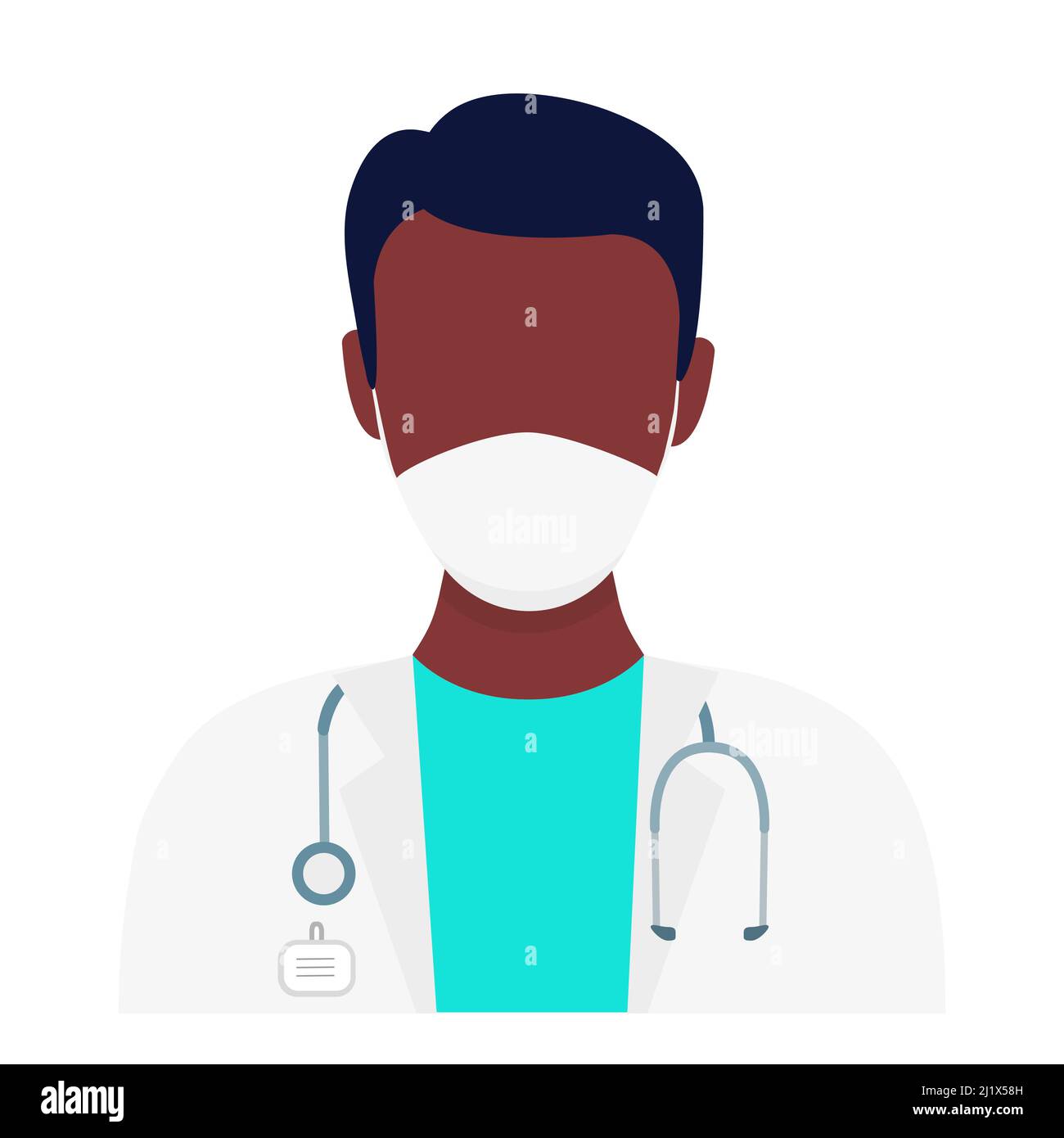 Medici e infermieri personaggi che indossano maschere mediche. Concetto di supporto medico. Illustrazione Vettoriale