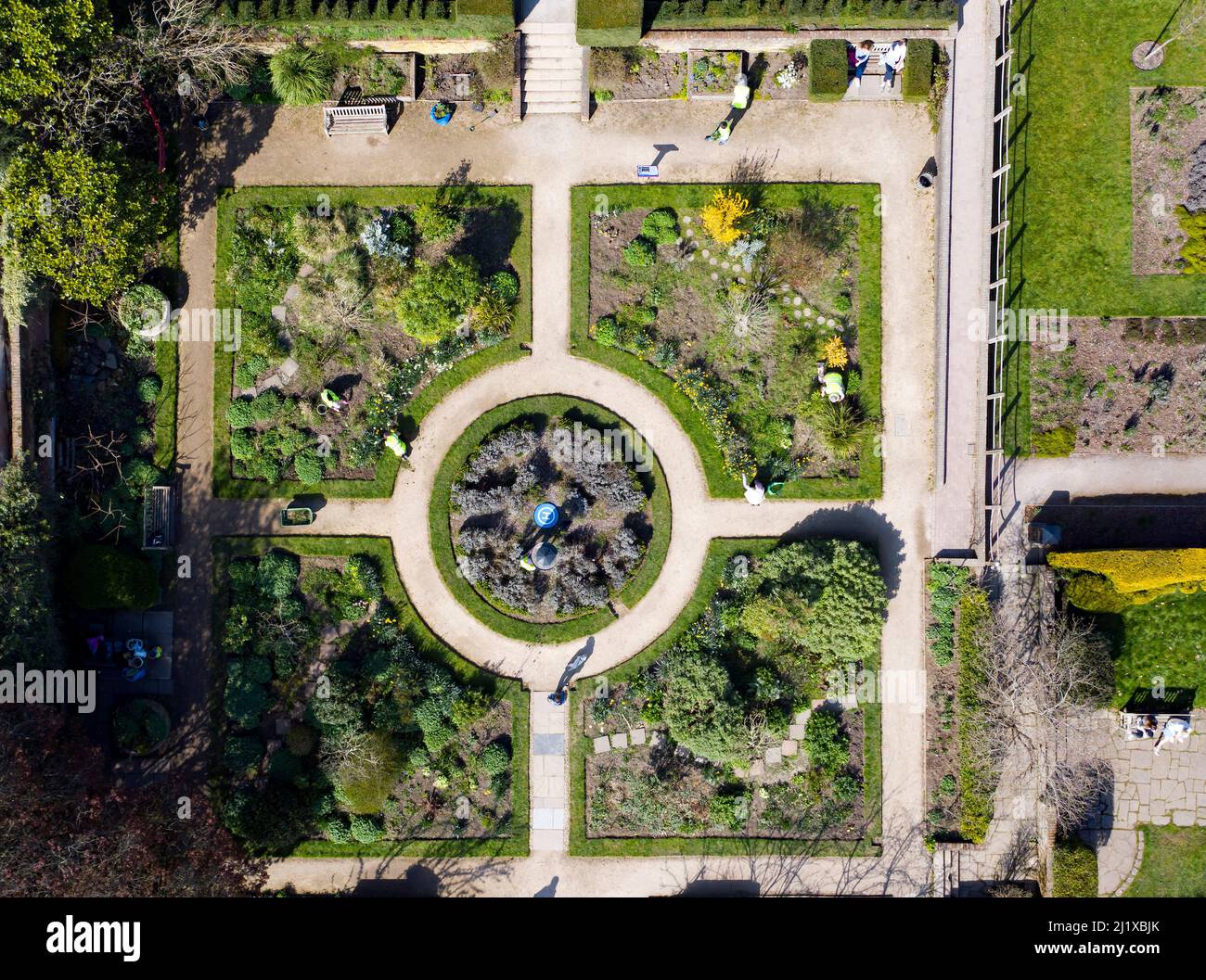 Vista aerea del Giardino sensoriale, mantenuto dagli amici del Beckenham Place Park, Lewisham Foto Stock