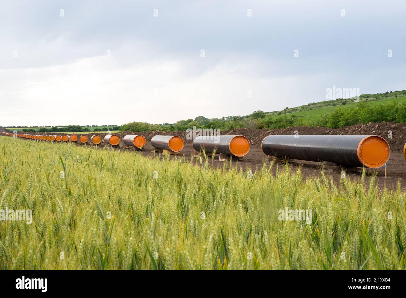 La costruzione di un interconnettore per gas naturale. Diversificazione Foto Stock