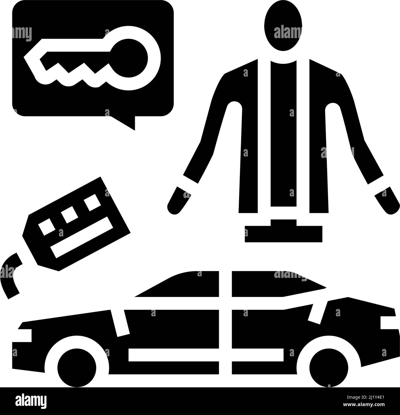 immagine vettoriale icona glifo specialista dei dettagli dell'auto Illustrazione Vettoriale