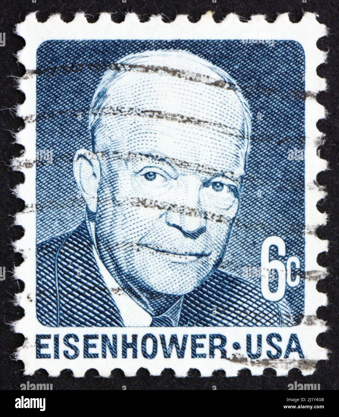 STATI UNITI D'AMERICA - CIRCA 1970: Un francobollo stampato negli Stati Uniti mostra Dwight David Eisenhower, 34th Presidente degli Stati Uniti, 1953-61, circa 1970 Foto Stock