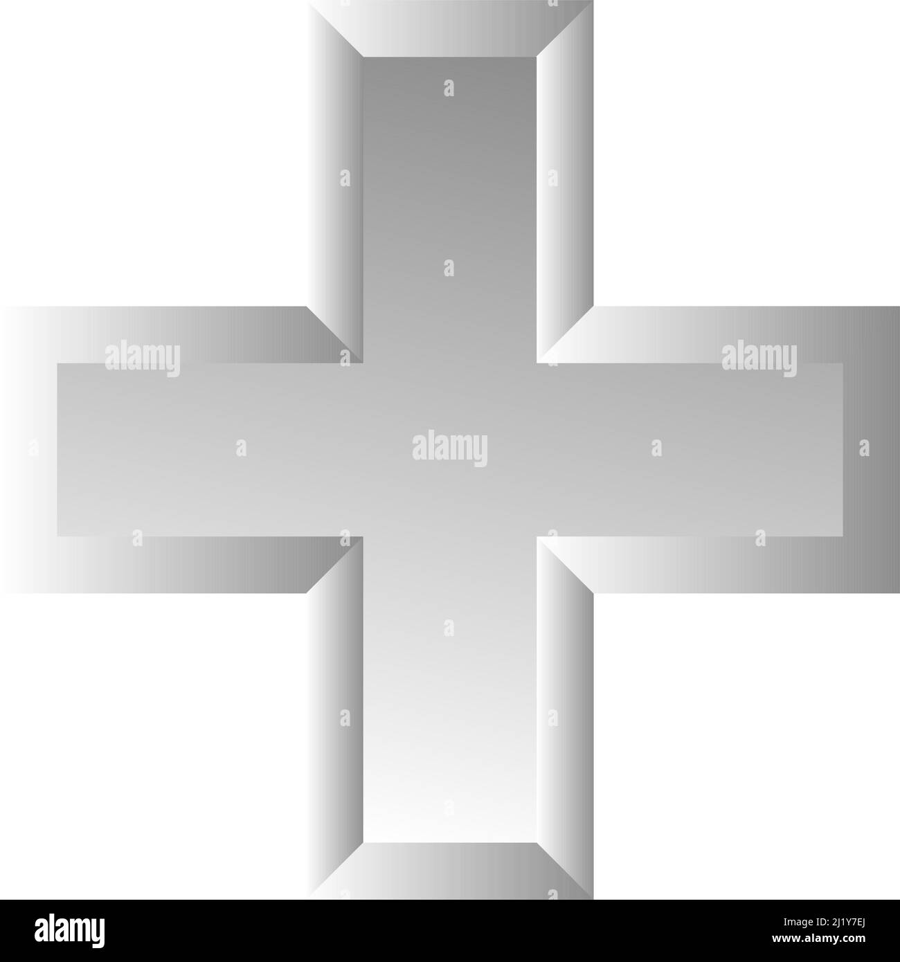 3d croce smussata come assistenza sanitaria, pronto soccorso, risposta di emergenza e come aiuto come simbolo generale. Ambulanza, paramedico, ospedale e clinica simbolo, icona - s Illustrazione Vettoriale