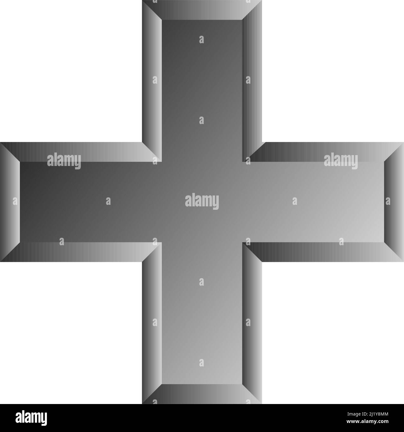 3d croce smussata come assistenza sanitaria, pronto soccorso, risposta di emergenza e come aiuto come simbolo generale. Ambulanza, paramedico, ospedale e clinica simbolo, icona - s Illustrazione Vettoriale