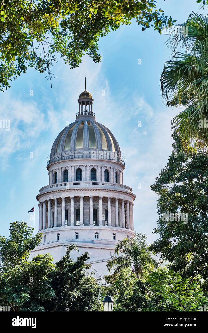 Cupola del Campidoglio Nazionale nel quartiere centrale di l'Avana, capitale di Cuba Foto Stock