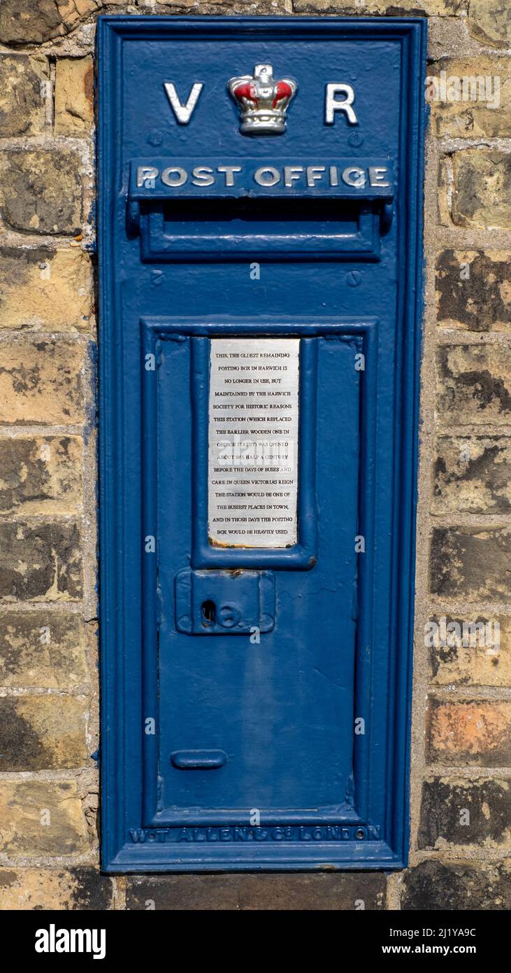 La vecchia casella postale di Harlow è conservata come monumento elencato dal regno della Regina Vittoria Foto Stock