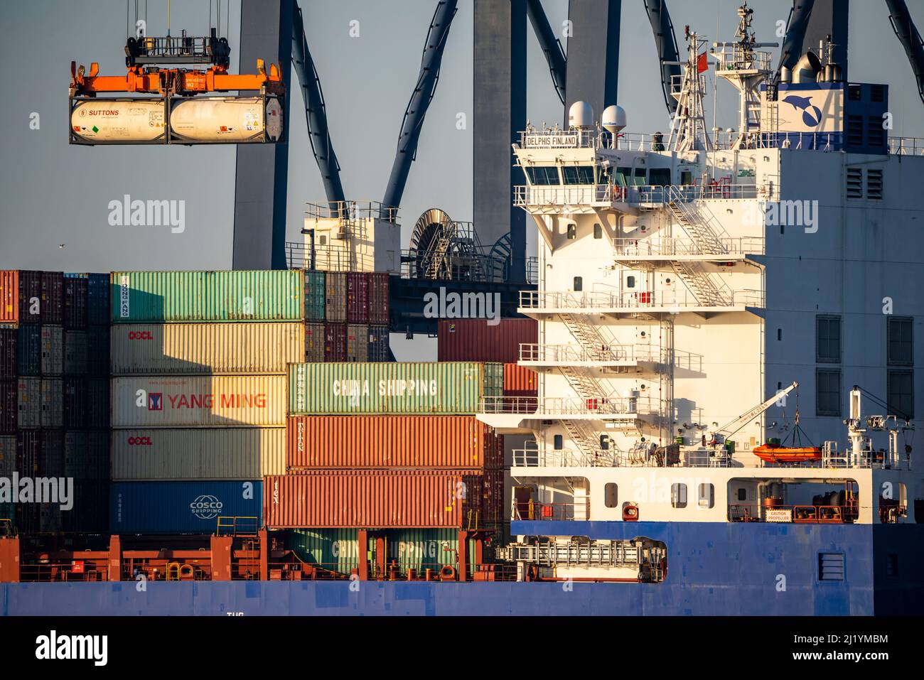 Euromax Container Terminal, container freighter, nel porto marittimo di Rotterdam, Paesi Bassi, porto di mare profondo Maasvlakte 2, su una superficie terrestre artificiale di f Foto Stock