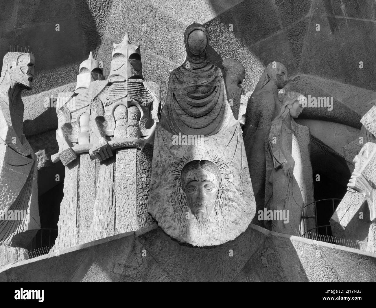 Alcuni dettagli della famosissima e maestosa Cattedrale della Sagrada Familia, a Barcellona (Spagna), un capolavoro del Modernismo di Antonio Gaudì. Foto Stock