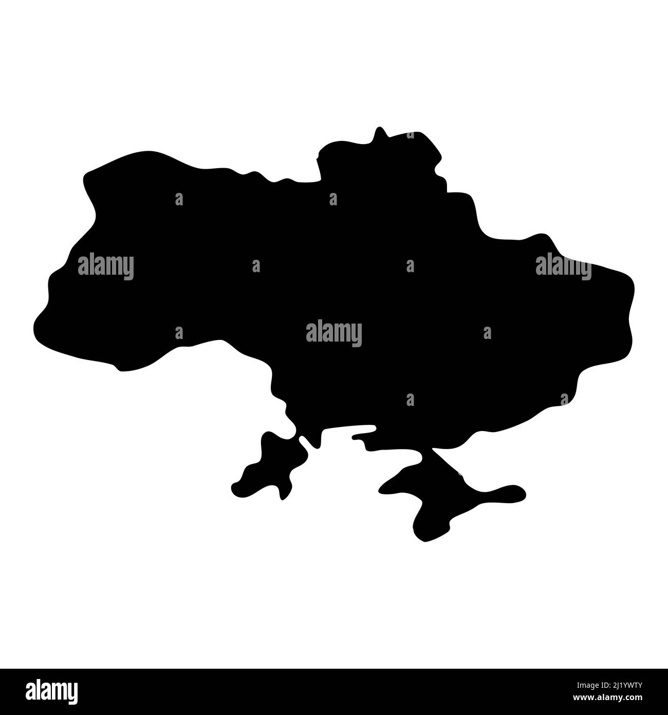 Ucraina mappa del paese slanciato nero silhouette su sfondo bianco, delineazione territorio ucraina per disegno carta banner illustrazione vettoriale Illustrazione Vettoriale