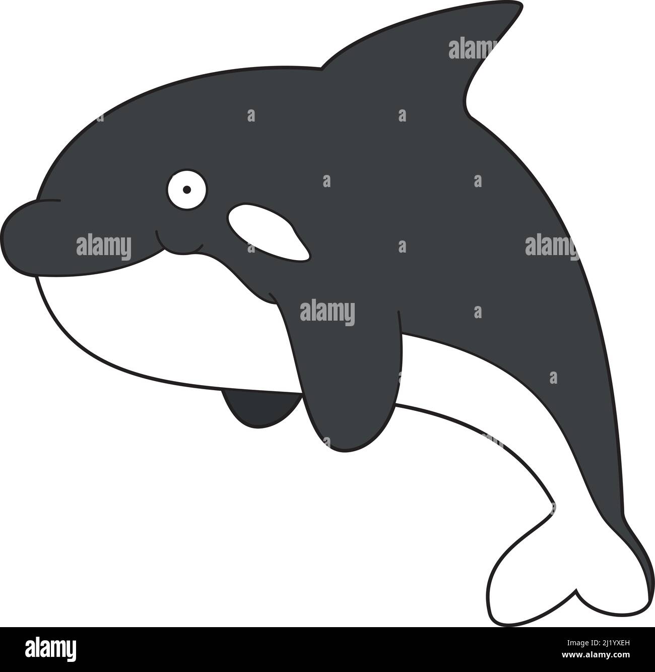 Carino cartoon vettore illustrazione di una balena killer Illustrazione Vettoriale