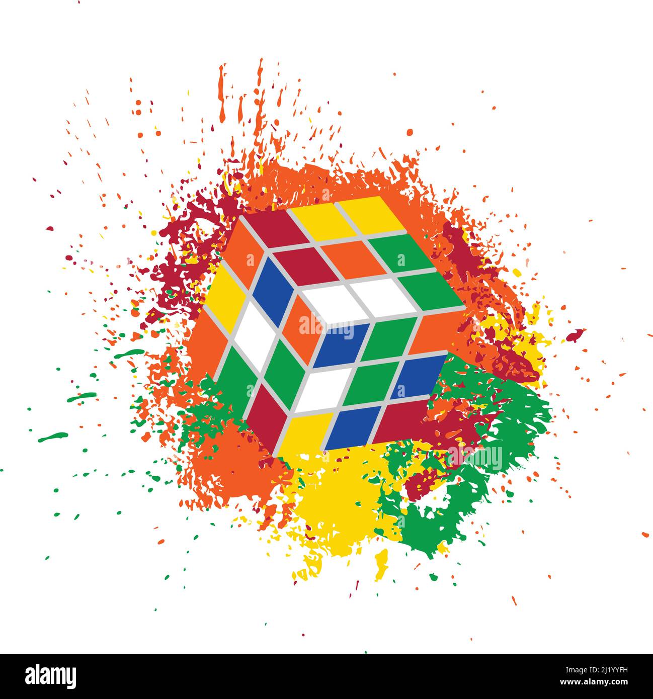 Il cubo di Rubik in diverse posizioni è realisticamente isolato. Illustrazione isometrica editoriale. Il cubo di Rubik è un puzzle combinato 3D Illustrazione Vettoriale