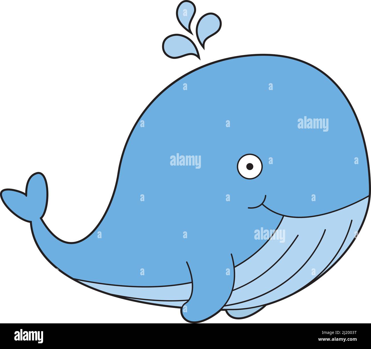 Carino cartoon vettore illustrazione di una balena Illustrazione Vettoriale